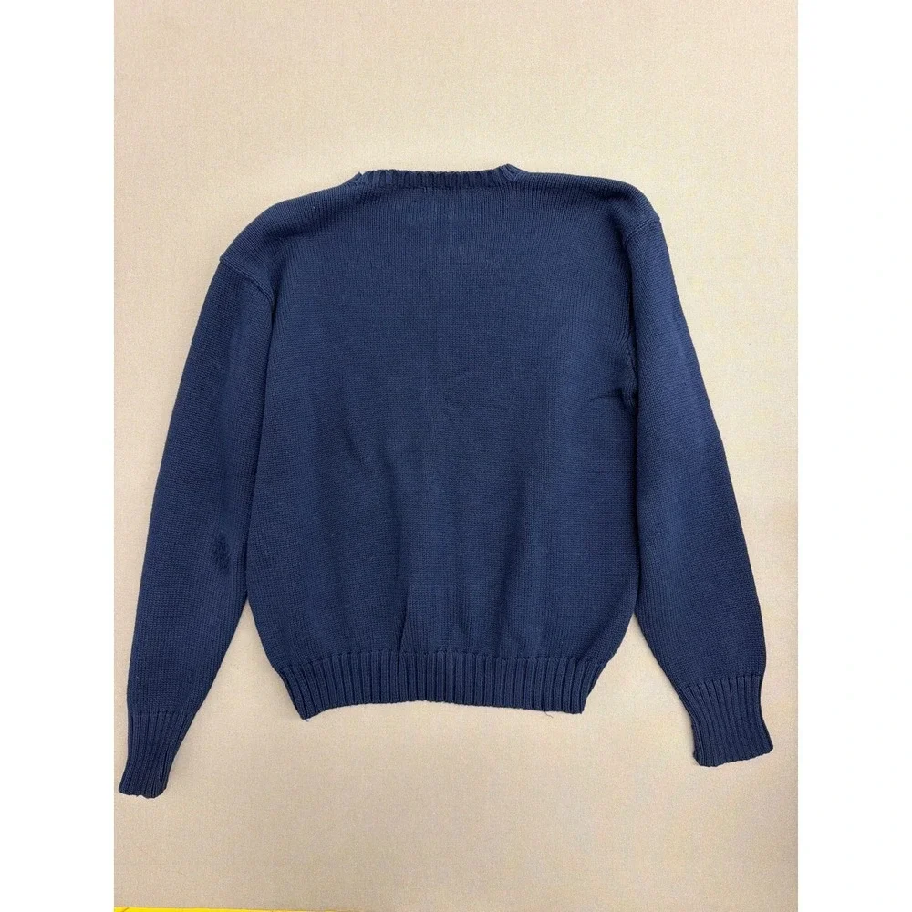 Polo Ralph Lauren Mens XL Navy Blue Cotton Knit Crewneck Sweater Red Pony Logo